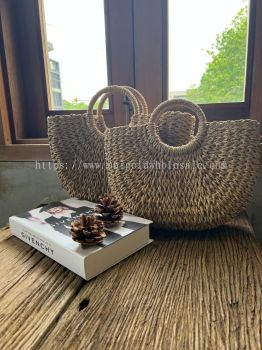 INS Straw bag Woven Tote  Beach Vacation Bag Handbag Large-Capacity Straw Mat Handmade Bag