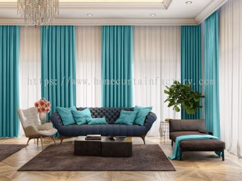 A8 Green Turquois 80%SunBlock Curtain French Pleat and Eyelet Design