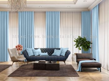 G5 Pastel Blue 80%SunBlock Curtain French Pleat and Eyelet Design