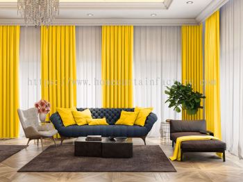 G16 Yellow 80%SunBlock Curtain French Pleat and Eyelet Design