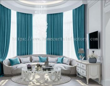 Y3 Green Turquois 95%Blackout UV Curtain  French Pleat and Eyelet Design