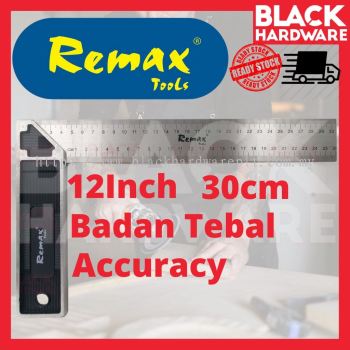 BLACK HARDWARE Remax 12" Precisely Extra Thick Aluminium Measuring Try L-Square Ruler Pembaris Sesiku L ǳ