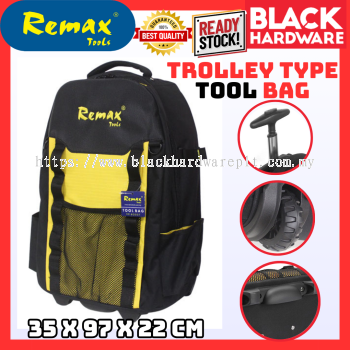 Black Hardware REMAX Tools Beg Tool Bag Electrician Trolley Bag Backpack Travel Fishing Bag Lelaki 工具包 Beg Troli Tarik