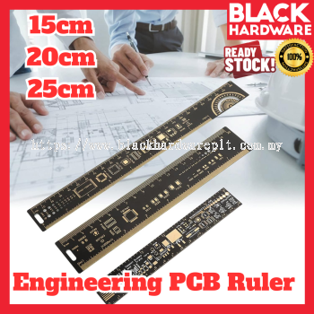 Black Hardware Engineering PCB Ruler - 15cm/20cm/25cm Multi-Functional Measurement Tool for Electronic Engineers