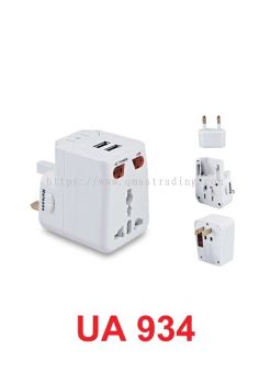 Worldwide Travel Adapter c/w Dual 2.0A USB Port - UA934(C/WBOX)