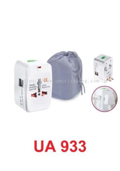 Worldwide Travel Adapter c/w Dual 2.0A USB Port - UA933(C/WBOX)