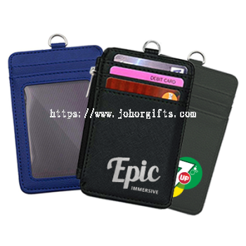 PU ID Holder with Open Zippered Wallet