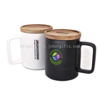 Wooden Cap Ceramic Mug - 450ml