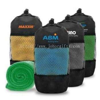 Microfiber Travel Towel with Drawstring Pouch (1000x300) - 120g