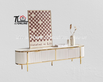 TV CABINET (WHITE & GOLD)