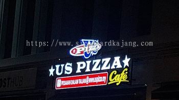 Us Pizza Puncak Alam - 3D LED Box Up Signboard-Frontlit