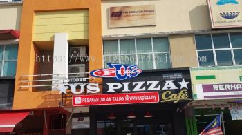 Us Pizza Puncak Alam - 3D LED Box Up Signboard-Frontlit