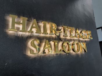 Hair-itage Saloon Bentong - Stainless steel Gold Mirror 3D LED 