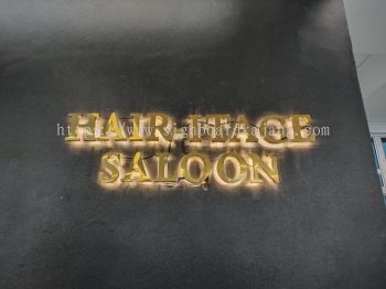 Hair-itage Saloon Bentong - Stainless steel Gold Mirror 3D LED 