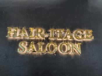 Hair-itage Saloon Bentong - Stainless steel Gold Mirror 3D LED 