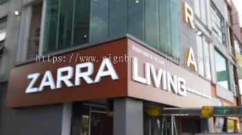 ZARRA LIVING OUTDOOR 3D LED FRONTLIT SIGNAGE & OUTDOOR 3D LED S.STEEL  BACKLIT SIGNAGE 