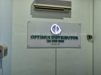 OPTIMUS DISTRIBUTOR INDOOR ACRYLIC POSTER FRAME WITH 3D LED FRONTLIT LOGO & 3D LETTERING SIGNAGE