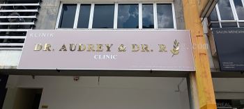 Dr. Audrey & Dr. R Clinic - 3D Box UP Stainless Steel Gold Signage at KL