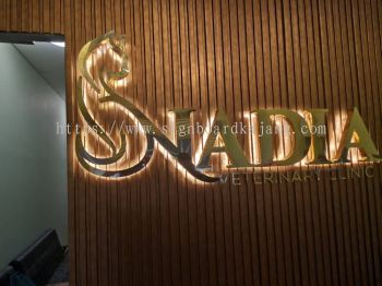 Indoor Signage # 3D Stainless Steel Box Up Gold Mirror LED Backlit Signage # 3D LED Backlit Signage # GOLD MIRROR LED BACKLIT SIGNCRAFT 