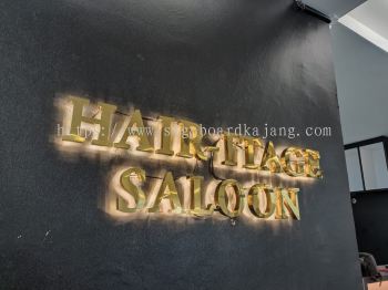 3D Box Up LED Backlit Signage # Stainless Steel Signage # Stainless Steel Gold Mirror LED Backlit # Signage 3D Led Backlit # Signboard Reception 