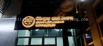 LED 3D BOX UP LETTERING Signage # Signboard LED Back Lit # Signboard Restoran Ginger And Jeera # Sign board Maker 