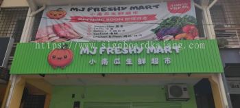 Signage MJ Freshy Mart # #3dledsignboard #3dboxup #3dsignboard #3dledboxup #signboardmaker #roadsign #signboard #fabriclightbox #ledneon