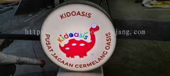 Double Side Signboard Round Type # Kidoasis Signboard ##3dledsignboard #3dboxup #3dsignboard #3dledboxup #signboardmaker #roadsign #signboard #fabriclightbox #ledneon