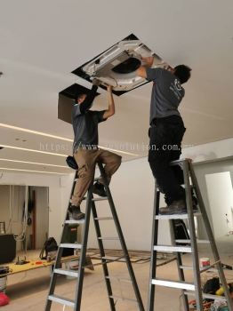 Ceiling Cassette Air Conditioner Installation For shop ( Pemasangan Penghawa Dingin Kaset Siling untuk Kedai )