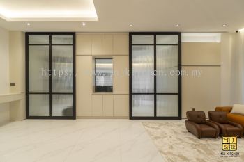 Modern Creamy Luxe Custom Built-In Cabinet with Curve Design | Kitchen, Dining, Wardrobe & Storage | SE0 Melamine, Aluminium & Blum | Kuala Lumpur & Selangor