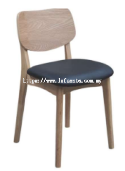 LR201 Rubberwood chair with cushion seat and wooden backrest