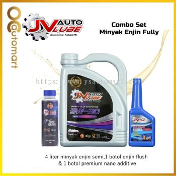 [Combo Deal] JV Auto Lube Set 5W-30 Fully (4 Liter) + Engine Flush (1 Bottle) + Premium Nano Additive (1 Bottle)