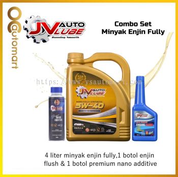 [Combo Deal] JV Auto Lube Set 5W-40 Fully (4 Liter) + Engine Flush (1 Bottle) + Premium Nano Additive (1 Bottle)