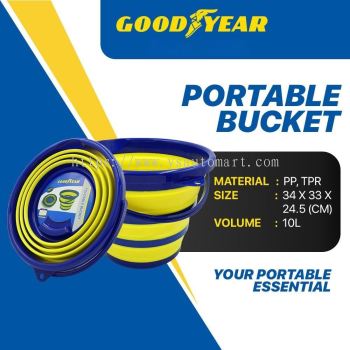 Goodyear GY-2228 Portable Folding Bucket Collapsible Pail Water Container with Handle Car Washing Cleaning - 10L