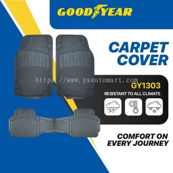 Goodyear GY-1303 Universal Non-Slip Car Vehicle Premium Rubber Mat Floor Mat / Carpet - 3 Pcs Set