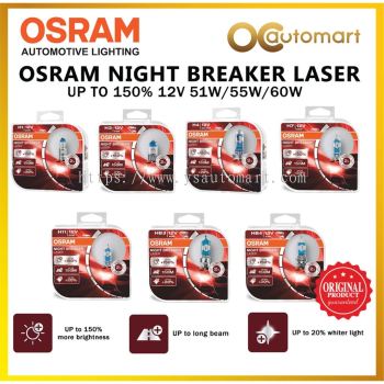 ORIGINAL OSRAM Night Breaker Laser 4TH Gen Bulb Light Headlamp Lamp H1 H3 H4 H7H11HB4 9006 Lampu Mentol(Colour Yellow)