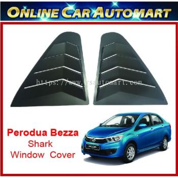 Perodua Bezza Black Rear Side Shark Louver Window Cover Triangle Mirror Protector