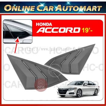 Honda Accord 2019 Black Rear Side Shark Louver Window Cover Triangle Mirror Protector