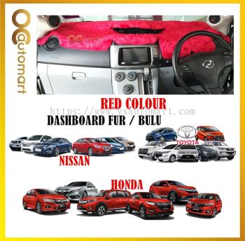 Customized Dashboard Cover Fur / Bulu For Honda Nissan Toyota Isuzu - Red Colour