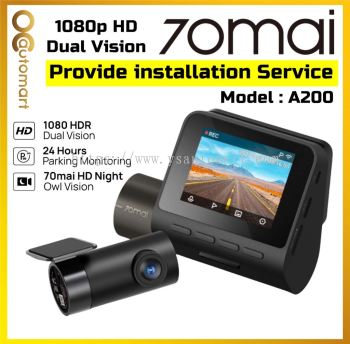 70mai A200 Car DVR Dashcam Dual Front n Rear Channel 1080P Full HD+ HDR Add On With 24h Parking Surveillance