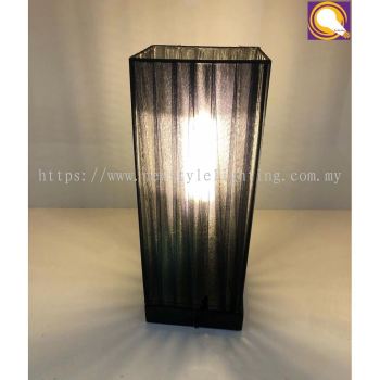 European Style Table Lamp Lampu Meja 桌灯with 18W Energy Saving Bulb (E27 Holder) (3000K Warm White) (Square Black)