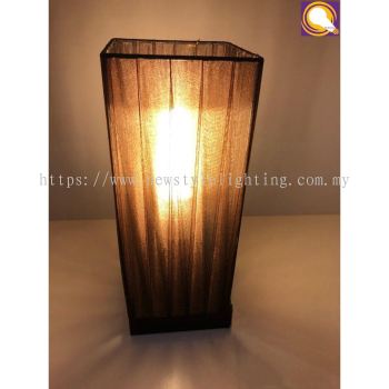 EUROPEAN STYLE E27 TABLE TAMP (SQUARE)(BROWN) C/W ENERGY SAVING BULB 18W WARM WHITE