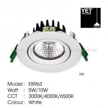 YETPlus EB963 LED Eyeball Bola Mata 猫眼射灯 (5W / 10W) (3000K Warm White / 4000K Cool White / 6500K Daylight) (White Frame)