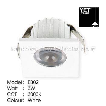 YETPlus EB02 Dimmable COB LED Eyeball Bola Mata 猫眼射灯 (3W) (3000K Warm White) (Black / White Frame)