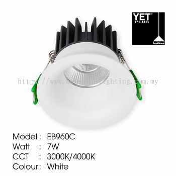 YETPlus EB960C LED Eyeball Bola Mata 猫眼射灯 (7W) (3000K Warm White / 4000K Cool White) (White Frame)