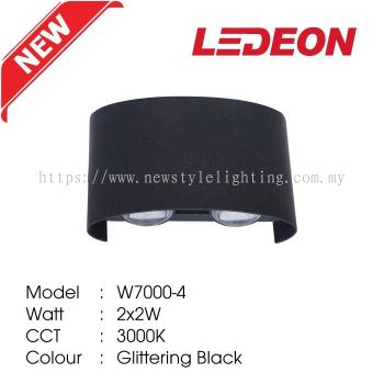 YETPlus LEDEON W7000-4 LED Outdoor Wall Light Lampu Dinding Luar 户外壁灯 (2X2W) (3000K Warm White) (Black Frame)