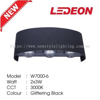 YETPlus LEDEON W7000-6 LED Outdoor Wall Light Lampu Dinding Luar 户外壁灯 (2X3W) (3000K Warm White) (Black Frame)