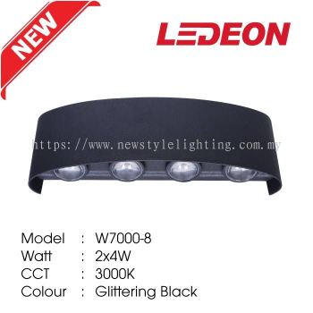 YETPlus LEDEON W7000-8 LED Outdoor Wall Light Lampu Dinding Luar 户外壁灯 (2X4W) (3000K Warm White) (Black Frame)