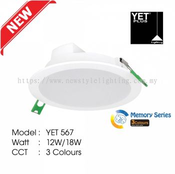 YETPlus YET 567 LED Recessed Ceiling Panel Downlight Lampu Turun Siling Cekung 暗装嵌入式天花板筒灯 (4&amp;amp;quot; 12W / 6&amp;amp;quot; 18W) (3 Colours) (White Frame)