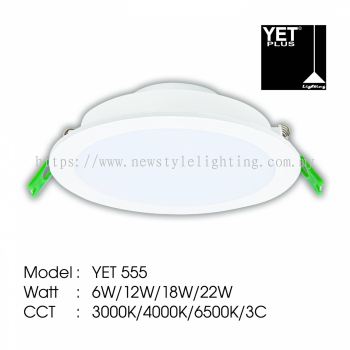 YETPlus YET 555 LED Recessed Ceiling Panel Downlight Lampu Turun Siling Cekung 暗装嵌入式天花板筒灯 (4&amp;amp;quot; 6W / 4&amp;amp;quot; 12W / 6&amp;amp;quot; 18W / 8&amp;amp;quot; 22W) (3000K Warm White / 4000K Cool White / 6500K Daylight / 3 Colours) (White Frame)