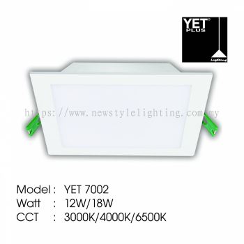 YETPlus YET 7002 LED Recessed Ceiling Panel Downlight Lampu Turun Siling Cekung 暗装嵌入式天花板筒灯 (4&quot; 12W / 6&quot; 18W) (3000K Warm White / 4000K Cool White / 6500K Daylight) (White Frame)